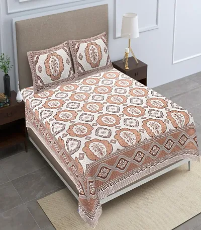 Printed Cotton Double Bedsheet with 2 Pillow Cover