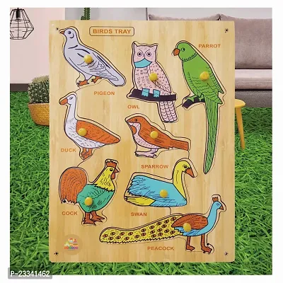 Wooden Birds Puzzle Board for Kids - Age 2-5 years (Pack of 1Pc) (8 Pieces)