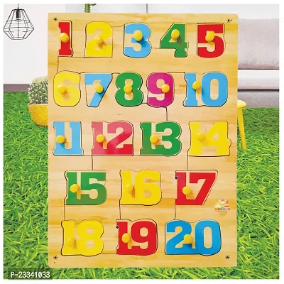 Wooden 1-20 Number Puzzle Board for Kids - Age 2-5 years (Pack of 1Pc) (20 Pieces)