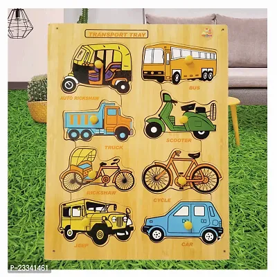 Wooden Transport Puzzle Board for Kids - Age 2-5 years (Pack of 1Pc) (8 Pieces)