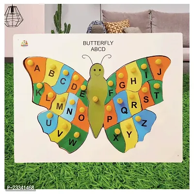 Wooden Butterfly Alphabet Puzzle Board for Kids - Age 2-5 years (Pack of 1Pc) (26 Pieces)
