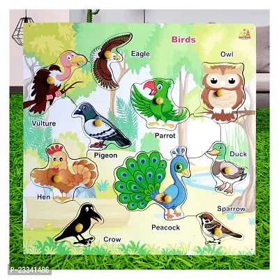 Wooden Premium Birds Puzzle Board for Kids - Age 2-5 years (Pack of 1Pc)