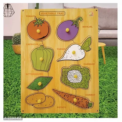 Wooden Vegetable Puzzle Board for Kids - Age 2-5 years (Pack of 1Pc) (8 Pieces)