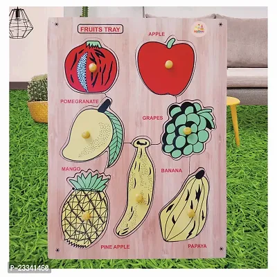 Wooden Fruits Puzzle Board for Kids - Age 2-5 years (Pack of 1Pc) (8 Pieces)
