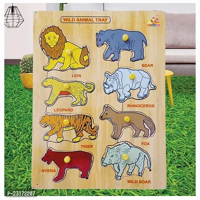 Wooden Wild Animal Puzzle Board for Kids - Age 2-5 years (Pack of 1Pc)-thumb0