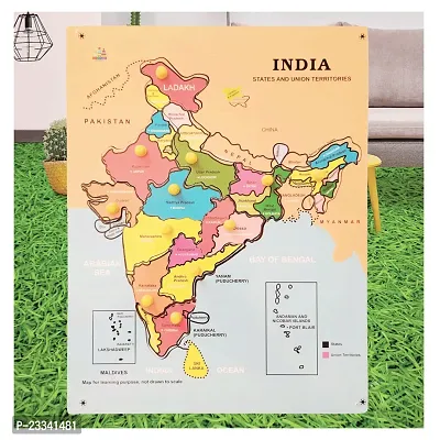 Wooden India Map Puzzle Capital with State for Kids - Age 2-5 Y (Pack of 1Pc) (1 Pieces)