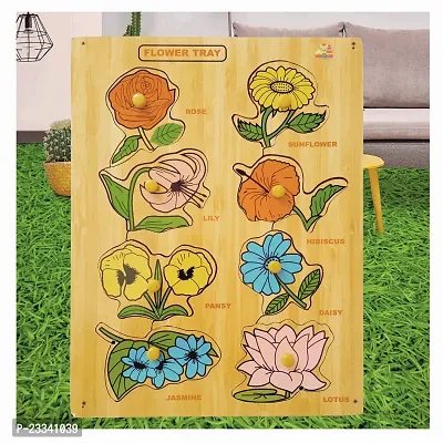 Wooden Flower Puzzle Board for Kids - Age 2-5 Y (Pack of 1Pc) (8 Pieces)