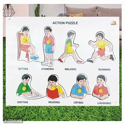 Wooden Action Puzzle Board with Picture  for Kids - Age 2-5 Y (Pack of 1Pc)