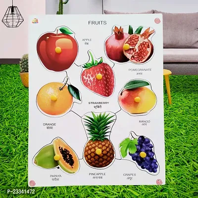 Wooden Fruits Puzzle Board with Knob for Kids - Age 2-5 years (Pack of 1Pc)