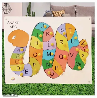Wooden Snake Capital Alphabet Puzzle for Kids - Age 2-5 Y (Pack of 1Pc) (26 Pieces)