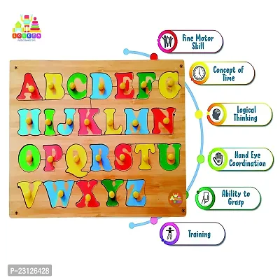 Wooden English Capital Alphabet Letters Learning Educational Puzzle Toy | Capital Word ACBD | Educational Puzzle Toys for 2+ Years Old Kids (ABCD Puzzle Board) (Pack of 1)-thumb2