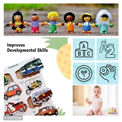 Wooden Transport Puzzle Board with Knob for Kids - Age 3+ years (Pack of 1Pc)-thumb2