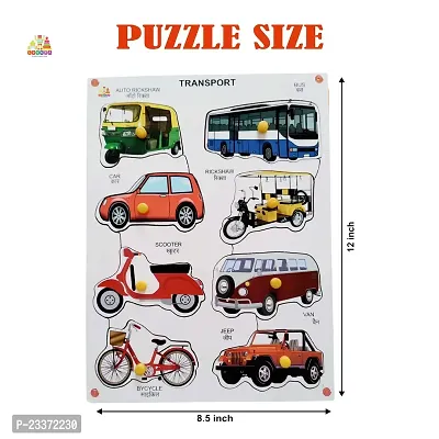 Wooden Transport Puzzle Board with Knob for Kids - Age 3+ years (Pack of 1Pc)-thumb4