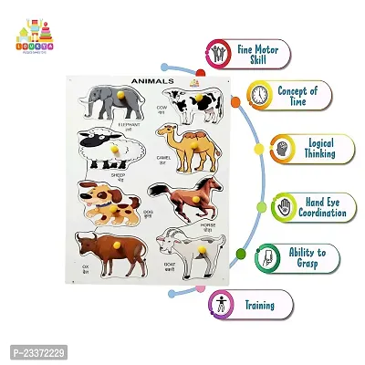 Wooden Domestic Animal Puzzle Board for Kids - Age 3+ years (Pack of 1Pc)-thumb4