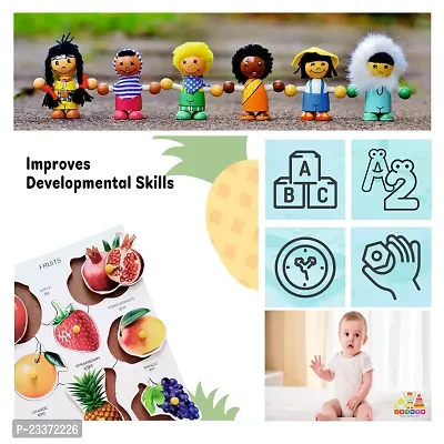 Wooden Fruits Puzzle Board with Knob for Kids - Age 2-5 years (Pack of 1Pc)-thumb2