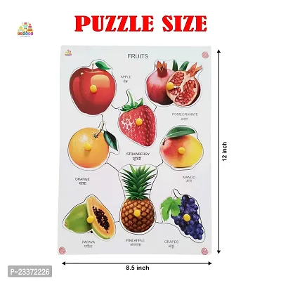 Wooden Fruits Puzzle Board with Knob for Kids - Age 2-5 years (Pack of 1Pc)-thumb3