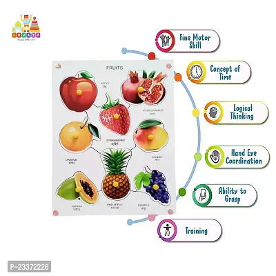 Wooden Fruits Puzzle Board with Knob for Kids - Age 2-5 years (Pack of 1Pc)-thumb4