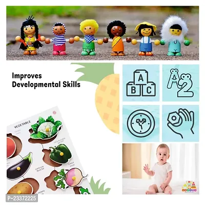 Wooden Vegetable Puzzle Board with Knob for Kids - Age 2-5 years (Pack of 1Pc)-thumb2