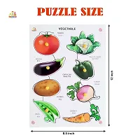 Wooden Vegetable Puzzle Board with Knob for Kids - Age 2-5 years (Pack of 1Pc)-thumb2