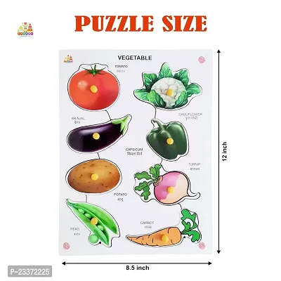 Wooden Vegetable Puzzle Board with Knob for Kids - Age 2-5 years (Pack of 1Pc)-thumb3