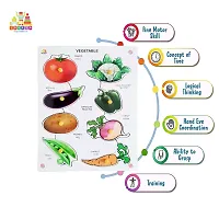 Wooden Vegetable Puzzle Board with Knob for Kids - Age 2-5 years (Pack of 1Pc)-thumb3