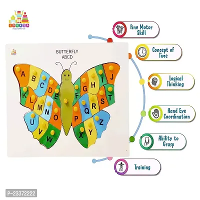 Wooden Butterfly Alphabet Puzzle Board for Kids - Age 2-5 years (Pack of 1Pc)-thumb4