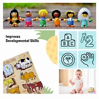 Wooden Domestic Animal Puzzle Board for Kids - Age 2-5 years (Pack of 1Pc)-thumb1