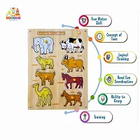 Wooden Domestic Animal Puzzle Board for Kids - Age 2-5 years (Pack of 1Pc)-thumb2