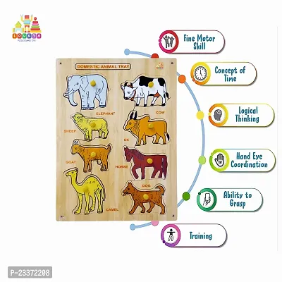 Wooden Domestic Animal Puzzle Board for Kids - Age 2-5 years (Pack of 1Pc)-thumb3