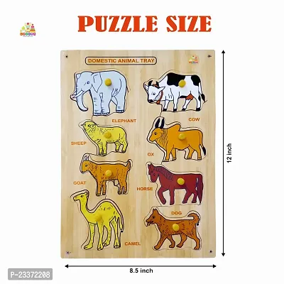 Wooden Domestic Animal Puzzle Board for Kids - Age 2-5 years (Pack of 1Pc)-thumb5