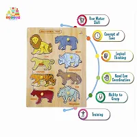 Wooden Wild Animal Puzzle Board for Kids - Age 2-5 years (Pack of 1Pc)-thumb2