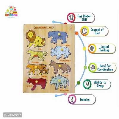 Wooden Wild Animal Puzzle Board for Kids - Age 2-5 years (Pack of 1Pc)-thumb3