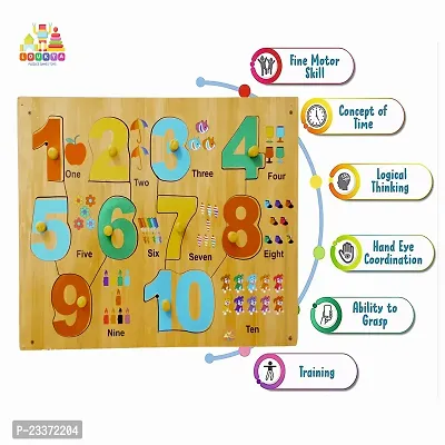 Wooden 1-10 Number with Picture Puzzle for Kids - Age 2-5 years (Pack of 1Pc)-thumb3