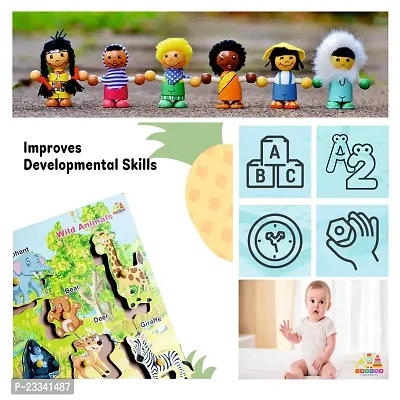 Wooden Premium Animal Puzzle Board with Picture for Kids - Age 2-5 years (Pack of 1Pc)-thumb2