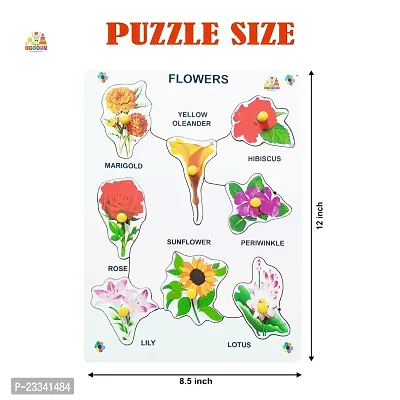 Wooden Flower Puzzle Board with Knob for Kids - Age 2-5 Y (Pack of 1Pc)-thumb4