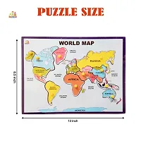 Wooden World Map Puzzle Board for Kids - Age 2-5 years (Pack of 1Pc) (1 Pieces)-thumb2