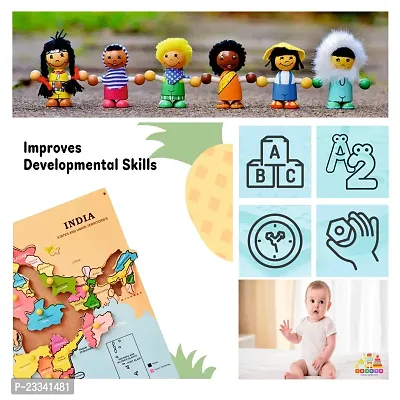 Wooden India Map Puzzle Capital with State for Kids - Age 2-5 Y (Pack of 1Pc) (1 Pieces)-thumb2