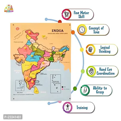 Wooden India Map Puzzle Capital with State for Kids - Age 2-5 Y (Pack of 1Pc) (1 Pieces)-thumb4