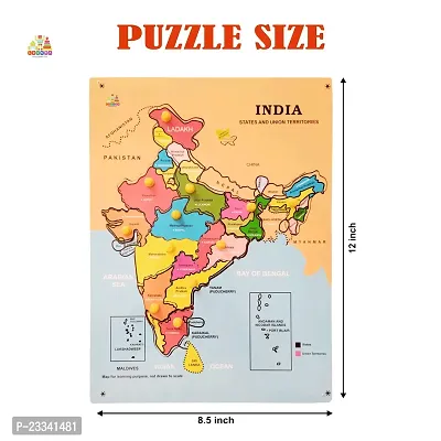 Wooden India Map Puzzle Capital with State for Kids - Age 2-5 Y (Pack of 1Pc) (1 Pieces)-thumb5