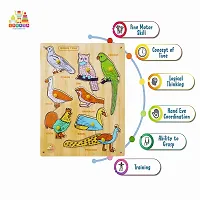 Wooden Birds Puzzle Board for Kids - Age 2-5 years (Pack of 1Pc) (8 Pieces)-thumb1