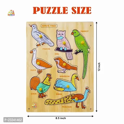 Wooden Birds Puzzle Board for Kids - Age 2-5 years (Pack of 1Pc) (8 Pieces)-thumb5