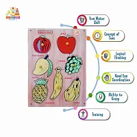 Wooden Fruits Puzzle Board for Kids - Age 2-5 years (Pack of 1Pc) (8 Pieces)-thumb1