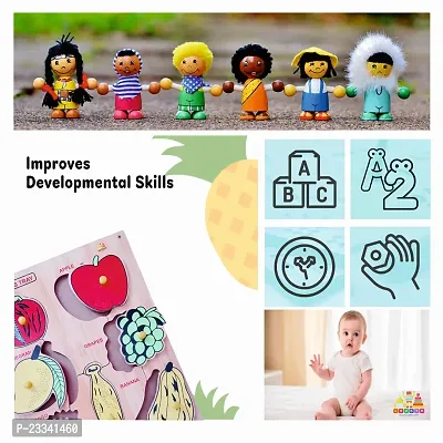 Wooden Fruits Puzzle Board for Kids - Age 2-5 years (Pack of 1Pc) (8 Pieces)-thumb3