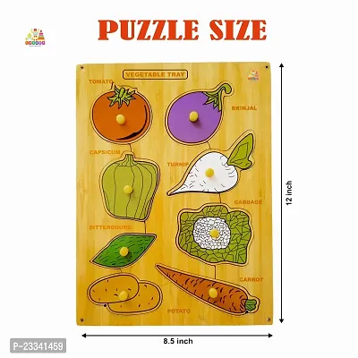 Wooden Vegetable Puzzle Board for Kids - Age 2-5 years (Pack of 1Pc) (8 Pieces)-thumb2