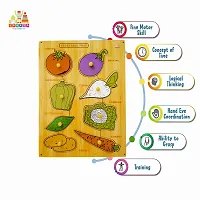 Wooden Vegetable Puzzle Board for Kids - Age 2-5 years (Pack of 1Pc) (8 Pieces)-thumb2