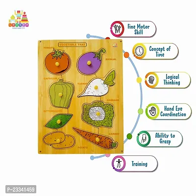 Wooden Vegetable Puzzle Board for Kids - Age 2-5 years (Pack of 1Pc) (8 Pieces)-thumb3