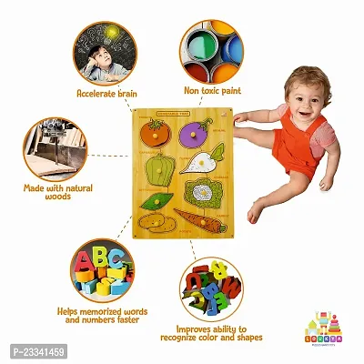 Wooden Vegetable Puzzle Board for Kids - Age 2-5 years (Pack of 1Pc) (8 Pieces)-thumb4