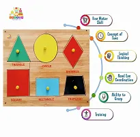 Wooden 6 Basic Shapes Puzzle Board for Kids - Age 2-5 years (Pack of 1Pc)-thumb1