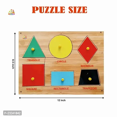 Wooden 6 Basic Shapes Puzzle Board for Kids - Age 2-5 years (Pack of 1Pc)-thumb3