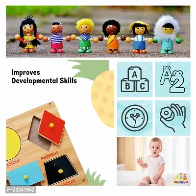 Wooden 6 Basic Shapes Puzzle Board for Kids - Age 2-5 years (Pack of 1Pc)-thumb4